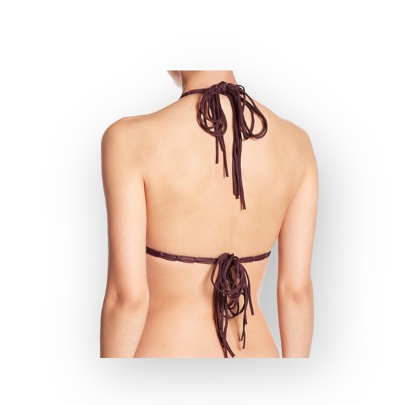 new Mikoh ꧁ Indies Strappy Macramé Halter Strap Triangle Bikini Top ꧂ Wine Small - Picture 14 of 16